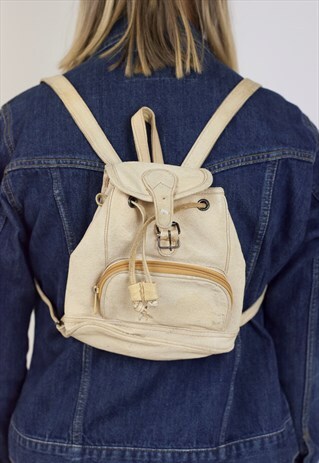VINTAGE CREAM LEATHER BACKPACK
