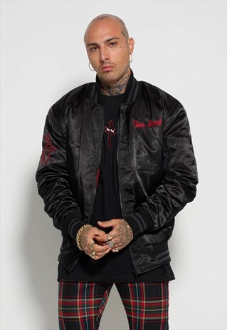 BLACK RED GOTHIC BOMBER JACKET