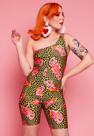 CHEETAH FLAMIN HEART JUMPSUIT