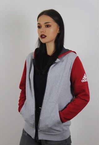VINTAGE GREY ADIDAS ZIP UP HOODIE