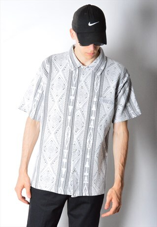 VINTAGE 80S GREY ROYAL AZTEC SHIRT