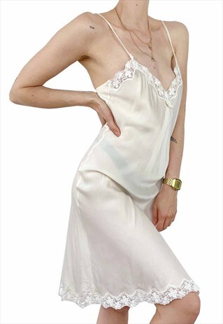 VINTAGE Y2K SEXY SUMMER SILK CHEMISE SLIP DRESS NIGHTDRESS