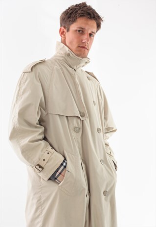 VINTAGE HUGO BOSS DOUBLE BREASTED COAT 90S BEIGE