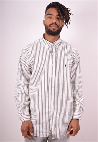 RALPH LAUREN MENS VINTAGE SHIRT XL WHITE STRIPES 90S