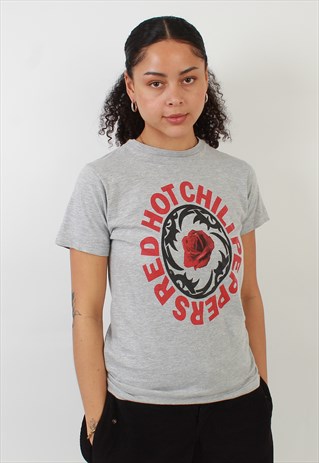 VINTAGE RED HOT CHILLI PEPPERS GREY GRAPHIC T SHIRT