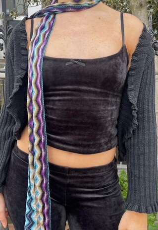 VELOUR CAMI IN BLACK