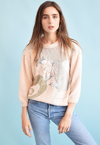 80'S RETRO PASTEL OVERSIZED KNIT MOMS JUMPER TOP