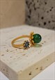 IMITATION JADE OPEN RING (ADJUSTABLE) IN GOLD 