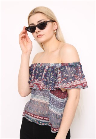 VINTAGE REWORKED PRINT CROP TOP