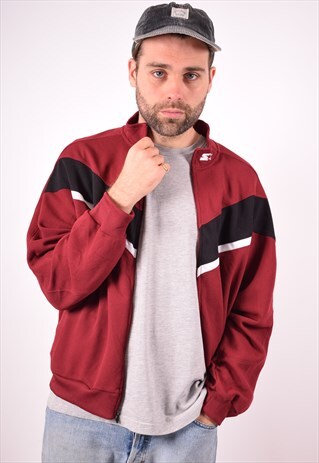 STARTER MENS VINTAGE TRACKSUIT TOP JACKET LARGE MAROON 90S