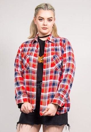 90'S VINTAGE CHECK PATTERN FLANNEL SHIRT