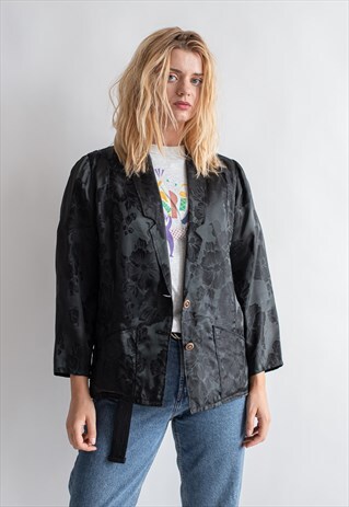 VINTAGE 80S LIGHT SATIN JACKET WITH SIDE POCKETS