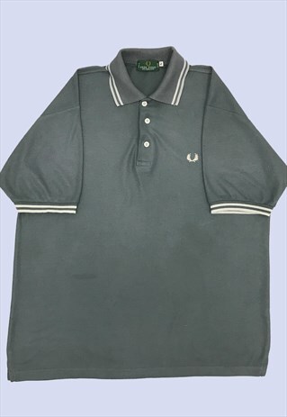 GREY COTTON SHORT SLEEVED MOD POLO SHIRT MENS