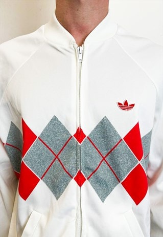 Vintage 80s Ventex Production white and red tracktop 