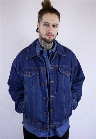VINTAGE SHERPA LINED DENIM TRUCKER JACKET