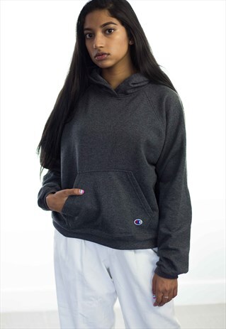 VINTAGE CHAMPION LOGO HOODIE SWEATSHIRT 90S L 14.8
