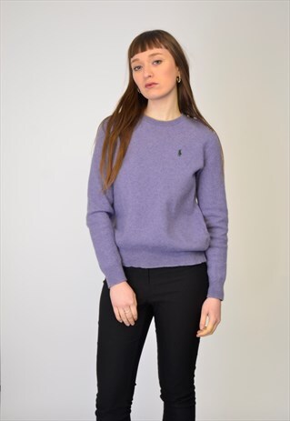 VINTAGE LILAC POLO RALPH LAUREN MERINO WOOL JUMPER