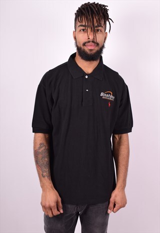 POLO RALPH LAUREN MENS VINTAGE POLO SHIRT LARGE BLACK 90'S
