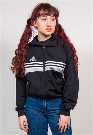 ADIDAS VINTAGE 90'S BLACK SPORTS TRACKSUIT JACKET TOP