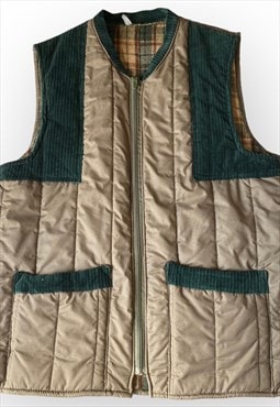 Vintage 80s Quilted Gilet Flannel Lining Padded Body Warmer