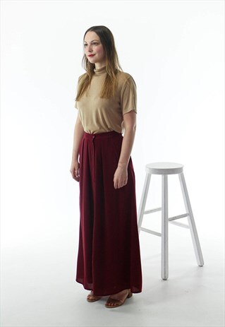 HIGH WAISTED MAXI SKIRT / BURGUNDY LONG SKIRT