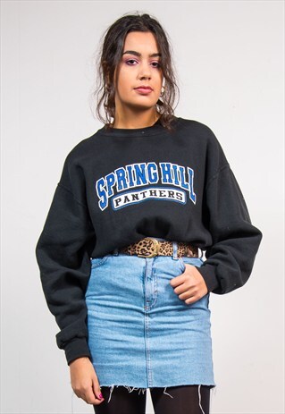 VINTAGE 90'S BLACK SPRING HILL PANTHERS SWEATSHIRT