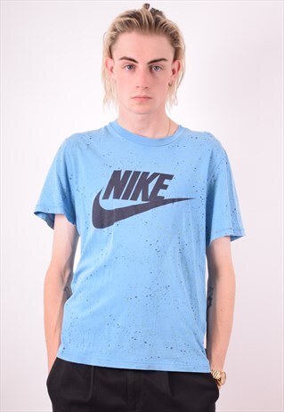 NIKE MENS VINTAGE T-SHIRT TOP MEDIUM BLUE 90S