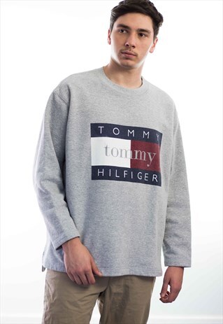 VINTAGE TOMMY HILFIGER LOGO SWEATSHIRT JUMPER 90S XL 17.4