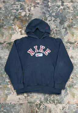 Vintage Black Nike Embroidered Spell Out Hoodie