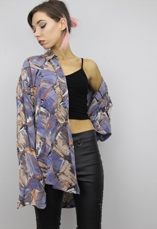 VINTAGE 80S/90S OVERSIZED PATTERNED SHIRT