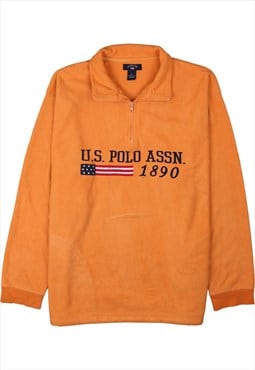Vintage 90's U.S Polo Assn Fleece Jumper Quater Zip Orange