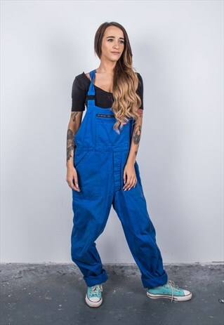 VINTAGE BLUE DENIM PAINT DUNGAREES