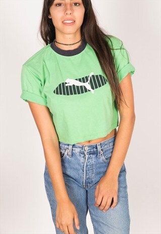 VINTAGE 90S USA CROP TSHIRT / R794