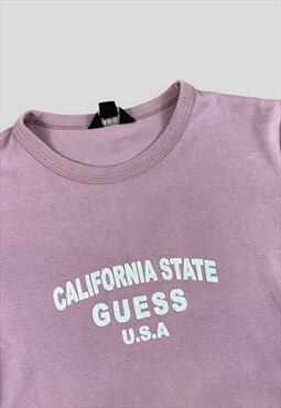 Guess Vintage Y2K Pink T-shirt Screen printed spell out