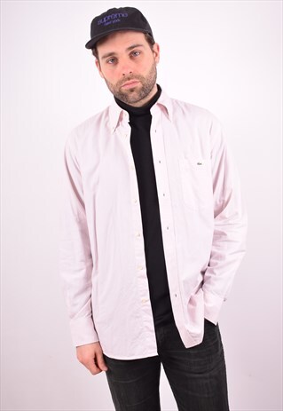 LACOSTE MENS VINTAGE SHIRT LARGE PINK 90S