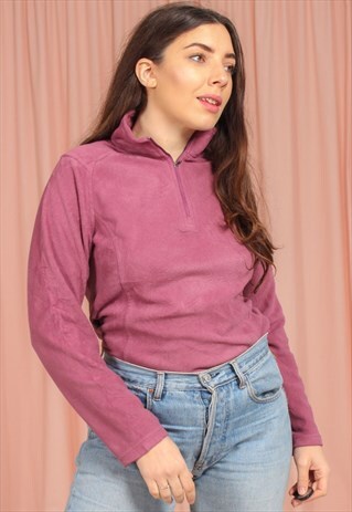 VINTAGE 90S 1/4 ZIP FLEECE IN ROSEWOOD