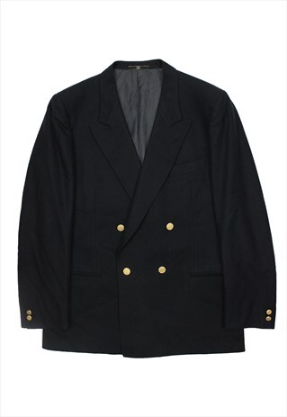 VINTAGE VALENTINO BLUE WOOL BLAZER JACKET DOUBLE-BREASTED