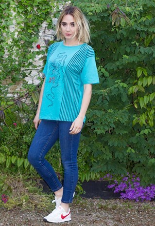 VINTAGE 80'S AQUA T-SHIRT