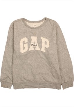 Vintage 90's Gap Sweatshirt Spellout Crew Neck Grey Large