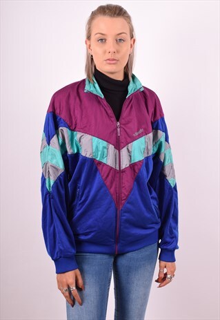 ADIDAS WOMENS VINTAGE TRACKSUIT TOP JACKET LARGE MULTI 90S