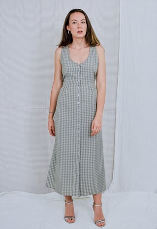 GRUNGE DRESS CHECKERED VINTAGE 90'S LIGHTWEIGHT MINIMALIST L