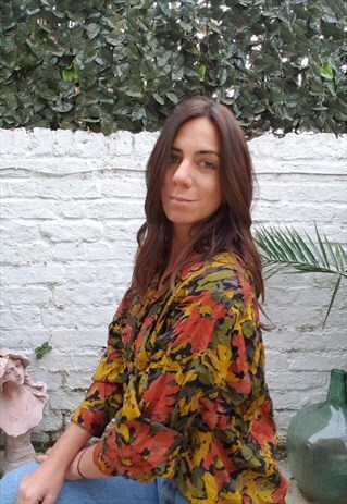 VINTAGE 80S AUTUMN FLORAL SHIRT