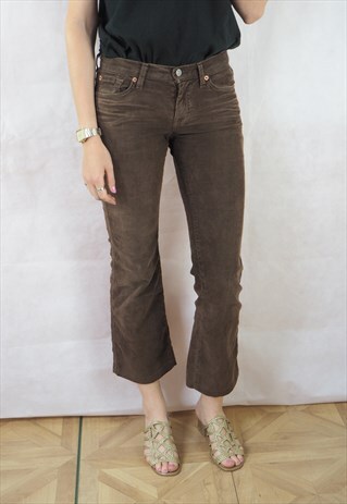VINTAGE BROWN CORDUROY KICK FLARE JEANS
