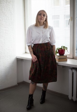 VINTAGE 80'S ABSTRACT PRINT MIDI SKIRT