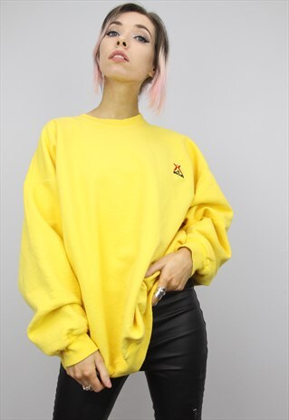 RETRO VINTAGE 90S OVERSIZED PLAIN YELLOW SWEATER SWEATERSHIR
