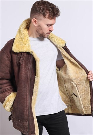 VINTAGE SUEDE AVIATOR SHEARLING SHEEPSKIN JACKET