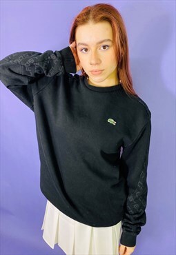 Vintage 90s Lacoste Embroidered Black Sweatshirt
