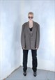 VINTAGE 80'S BAGGY UNISEX CHECKERED SUIT BLAZER JACKET BROWN
