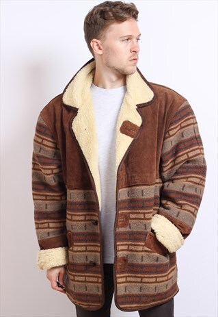 VINTAGE AZTEC NAVAJO FLEECE LINED JACKET