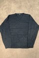 DOCKERS KNITTED JUMPER V-NECK GRANDAD SWEATER 